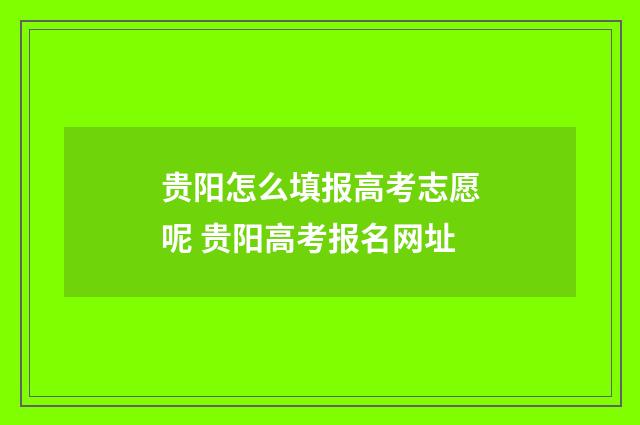 贵阳怎么填报高考志愿呢 贵阳高考报名网址