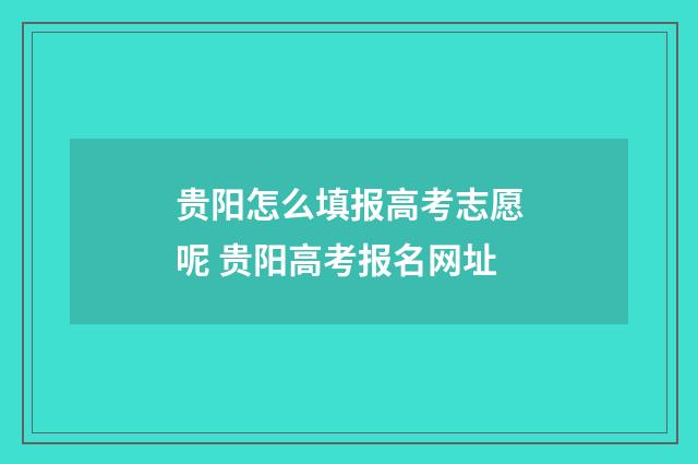 贵阳怎么填报高考志愿呢 贵阳高考报名网址