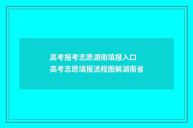 高考报考志愿湖南填报入口 高考志愿填报流程图解湖南省