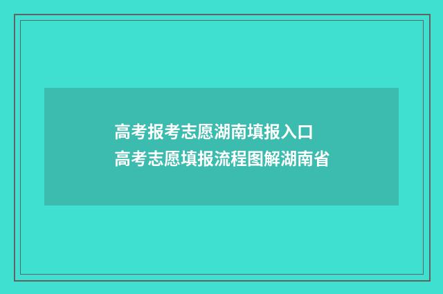 高考报考志愿湖南填报入口 高考志愿填报流程图解湖南省