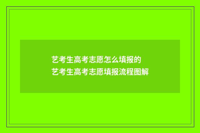 艺考生高考志愿怎么填报的 艺考生高考志愿填报流程图解