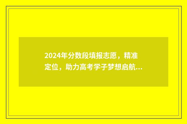 2024年分数段填报志愿，精准定位，助力高考学子梦想启航 2024年的高考分数线是多少