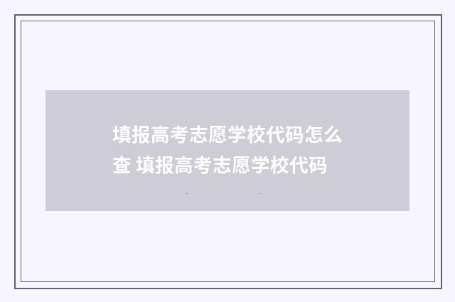 填报高考志愿学校代码怎么查 填报高考志愿学校代码
