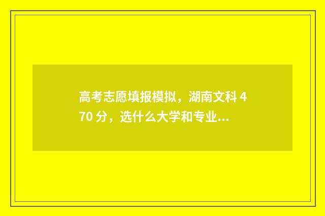 高考志愿填报模拟，湖南文科 470 分，选什么大学和专业？ 高考志愿填报模拟表样本
