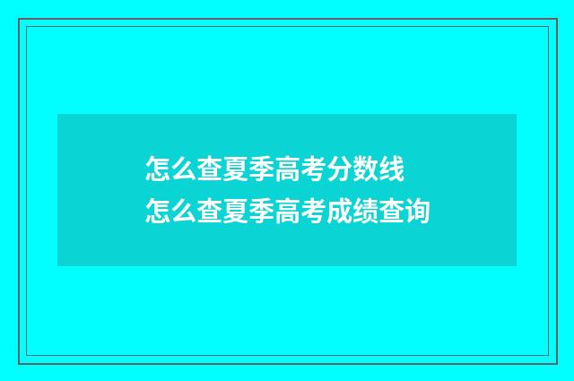 怎么查夏季高考分数线 怎么查夏季高考成绩查询