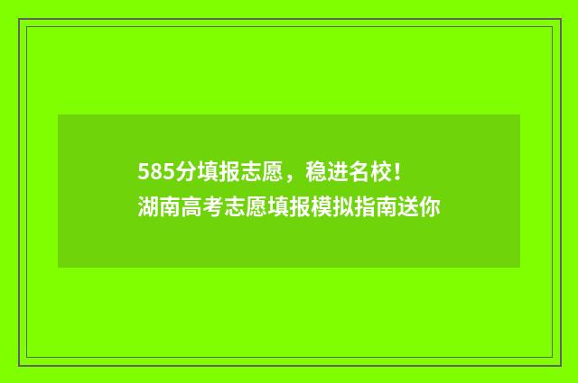585分填报志愿，稳进名校！湖南高考志愿填报模拟指南送你