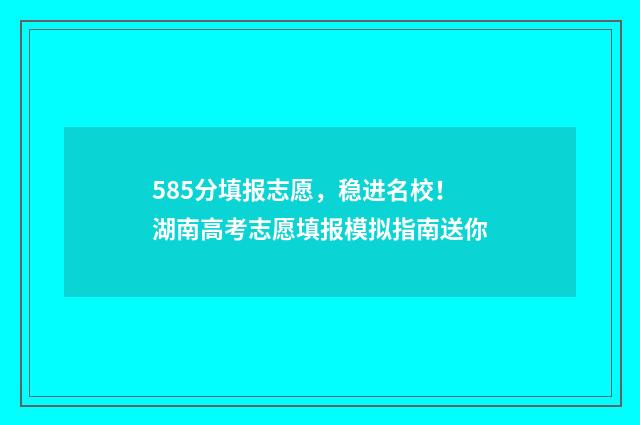 585分填报志愿，稳进名校！湖南高考志愿填报模拟指南送你
