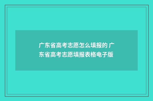 广东省高考志愿怎么填报的 广东省高考志愿填报表格电子版