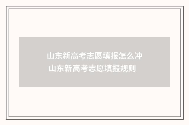 山东新高考志愿填报怎么冲 山东新高考志愿填报规则