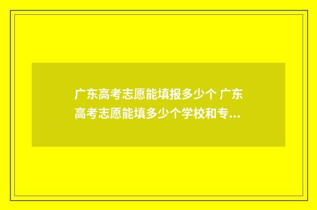 广东高考志愿能填报多少个 广东高考志愿能填多少个学校和专业啊