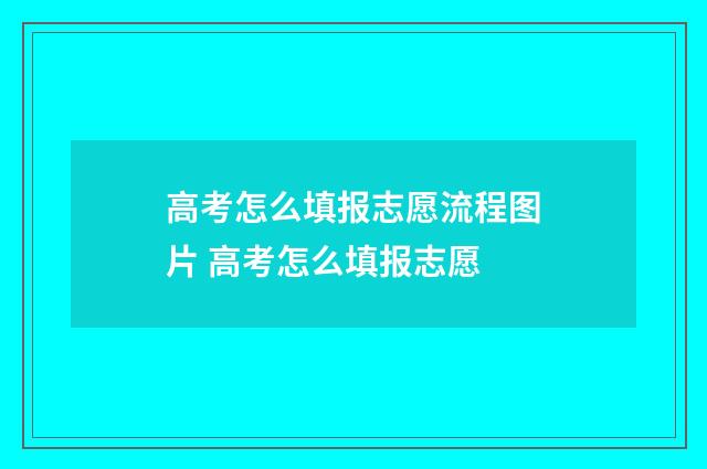 高考怎么填报志愿流程图片 高考怎么填报志愿
