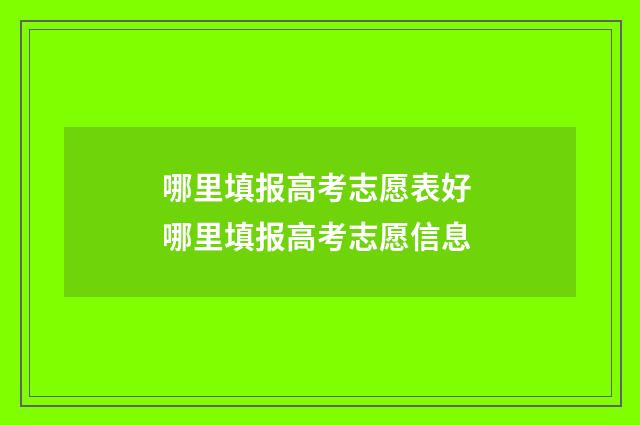 哪里填报高考志愿表好 哪里填报高考志愿信息