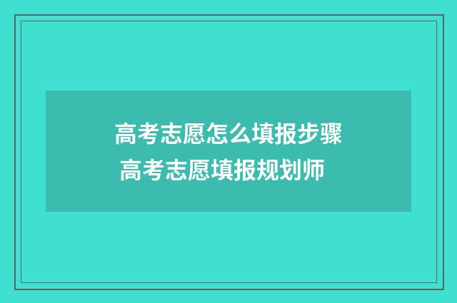 高考志愿怎么填报步骤 高考志愿填报规划师