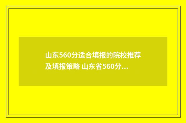 山东560分适合填报的院校推荐及填报策略 山东省560分能上211吗
