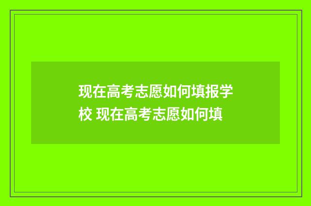 现在高考志愿如何填报学校 现在高考志愿如何填