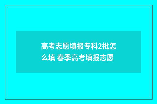 高考志愿填报专科2批怎么填 春季高考填报志愿