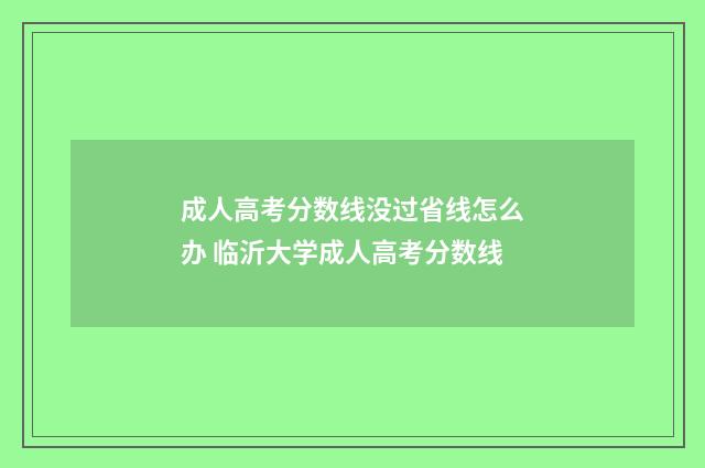 成人高考分数线没过省线怎么办 临沂大学成人高考分数线