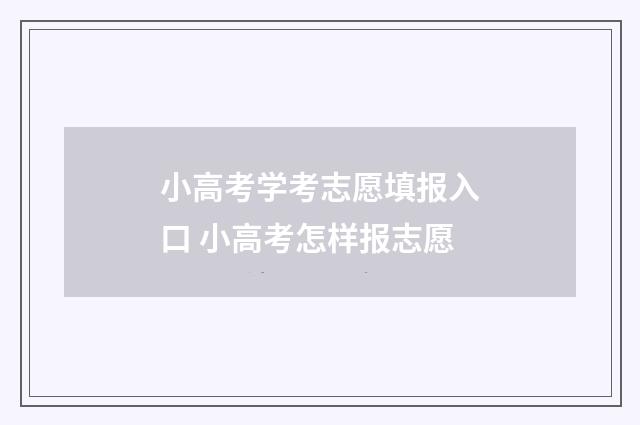 小高考学考志愿填报入口 小高考怎样报志愿