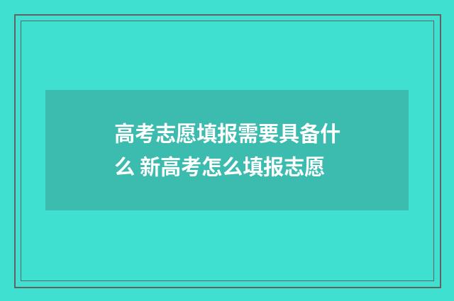 高考志愿填报需要具备什么 新高考怎么填报志愿