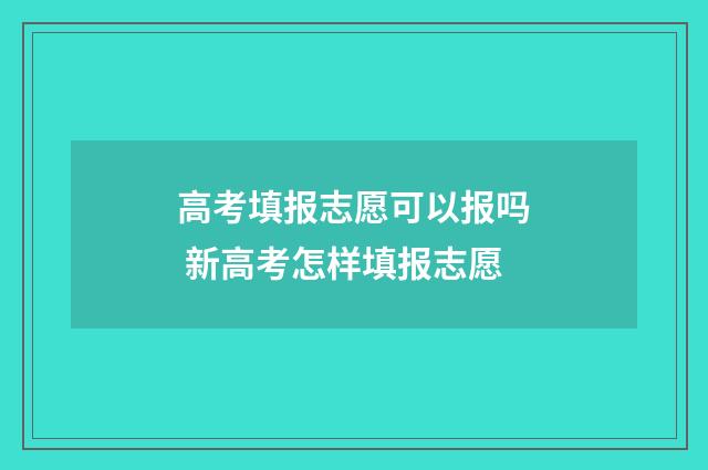 高考填报志愿可以报吗 新高考怎样填报志愿