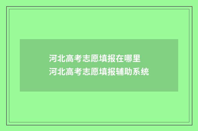 河北高考志愿填报在哪里 河北高考志愿填报辅助系统