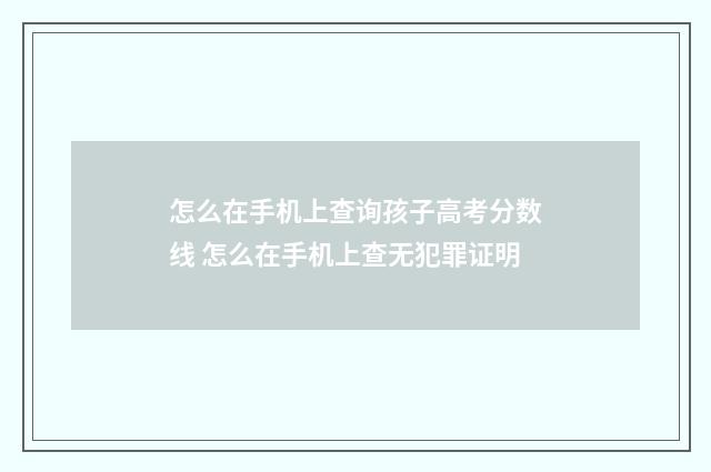 怎么在手机上查询孩子高考分数线 怎么在手机上查无犯罪证明