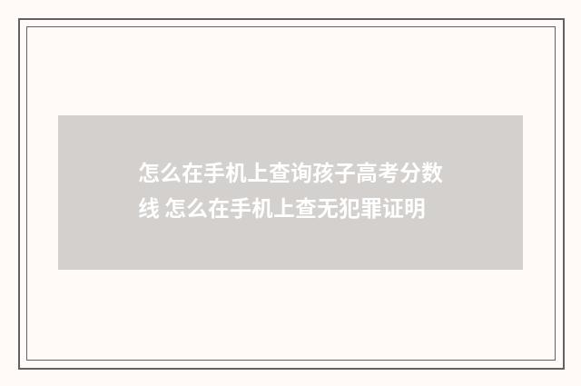 怎么在手机上查询孩子高考分数线 怎么在手机上查无犯罪证明