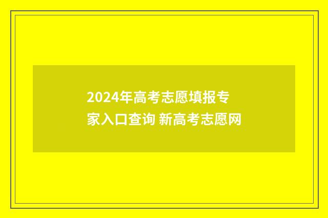 2024年高考志愿填报专家入口查询 新高考志愿网
