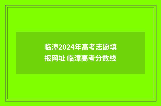 临漳2024年高考志愿填报网址 临漳高考分数线