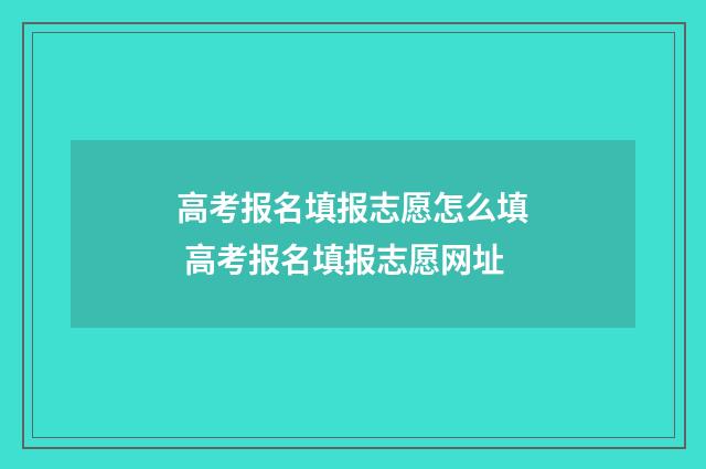 高考报名填报志愿怎么填 高考报名填报志愿网址