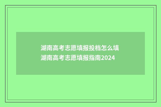 湖南高考志愿填报投档怎么填 湖南高考志愿填报指南2024