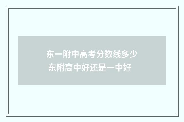 东一附中高考分数线多少 东附高中好还是一中好