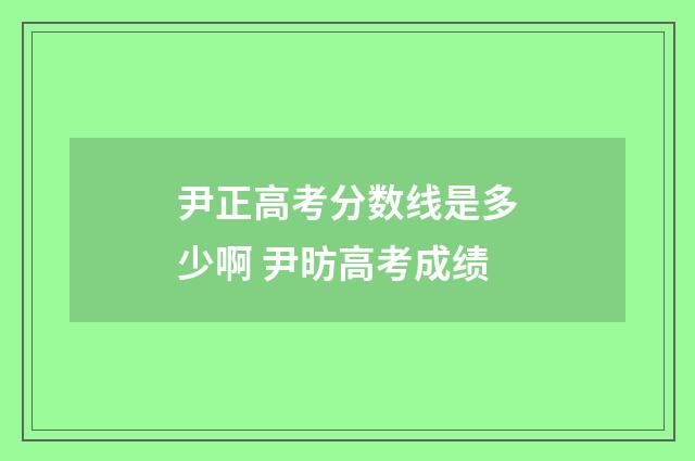 尹正高考分数线是多少啊 尹昉高考成绩