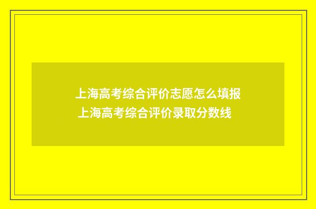 上海高考综合评价志愿怎么填报 上海高考综合评价录取分数线