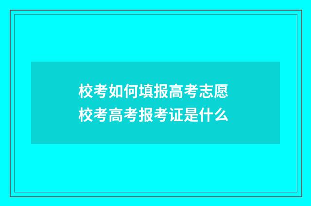 校考如何填报高考志愿 校考高考报考证是什么