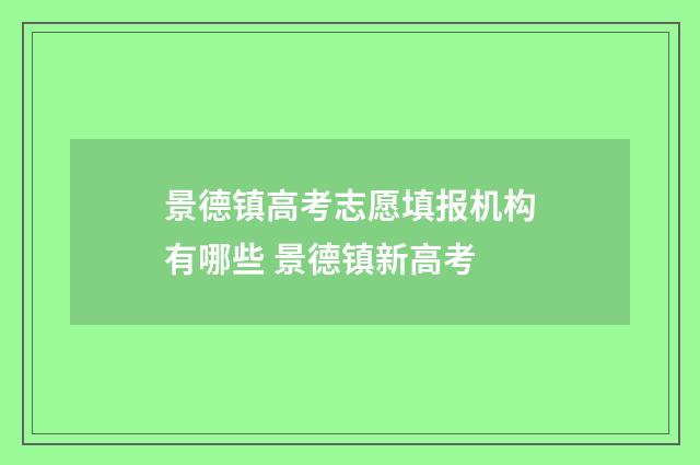 景德镇高考志愿填报机构有哪些 景德镇新高考