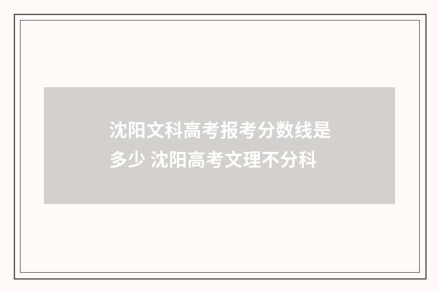 沈阳文科高考报考分数线是多少 沈阳高考文理不分科