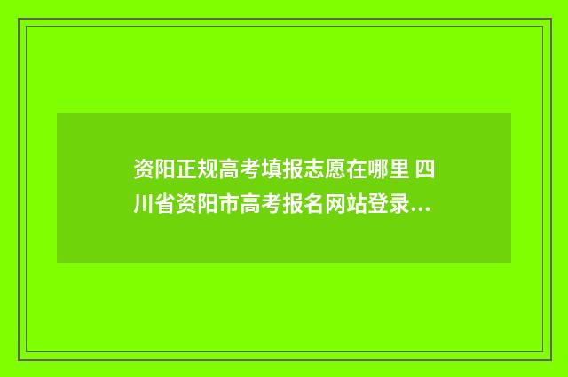 资阳正规高考填报志愿在哪里 四川省资阳市高考报名网站登录首页