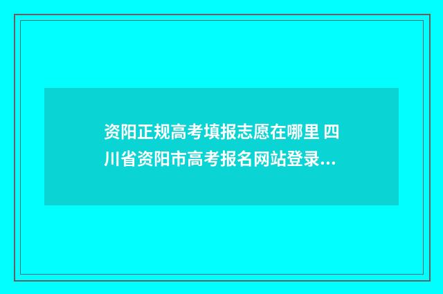 资阳正规高考填报志愿在哪里 四川省资阳市高考报名网站登录首页
