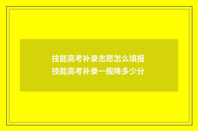 技能高考补录志愿怎么填报 技能高考补录一般降多少分