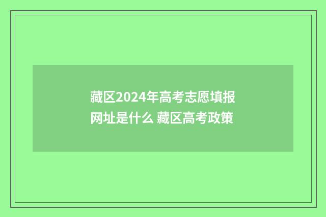 藏区2024年高考志愿填报网址是什么 藏区高考政策