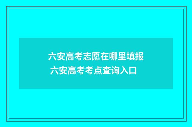 六安高考志愿在哪里填报 六安高考考点查询入口