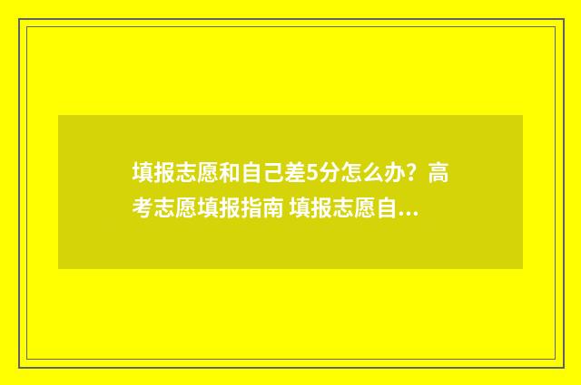 填报志愿和自己差5分怎么办？高考志愿填报指南 填报志愿自己填好还是花钱填报好