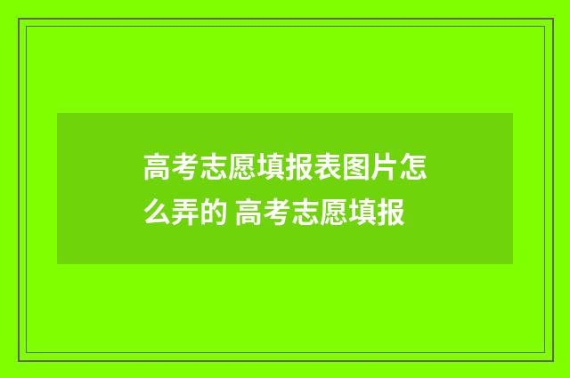 高考志愿填报表图片怎么弄的 高考志愿填报