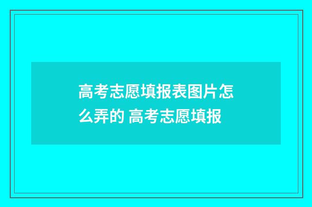 高考志愿填报表图片怎么弄的 高考志愿填报
