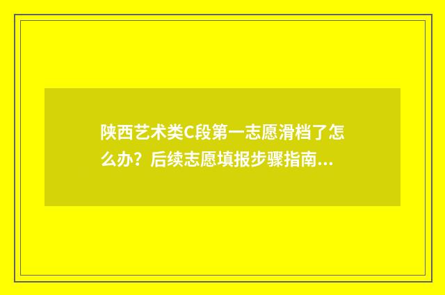 陕西艺术类C段第一志愿滑档了怎么办？后续志愿填报步骤指南 陕西艺术类c段文科院校