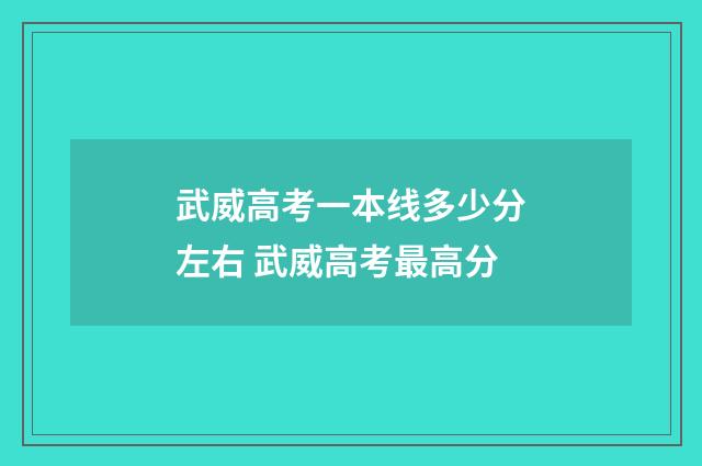 武威高考一本线多少分左右 武威高考最高分