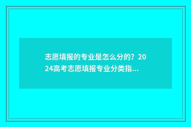志愿填报的专业是怎么分的？2024高考志愿填报专业分类指南 志愿填报的专业服从是什么意思
