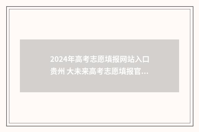 2024年高考志愿填报网站入口贵州 大未来高考志愿填报官网