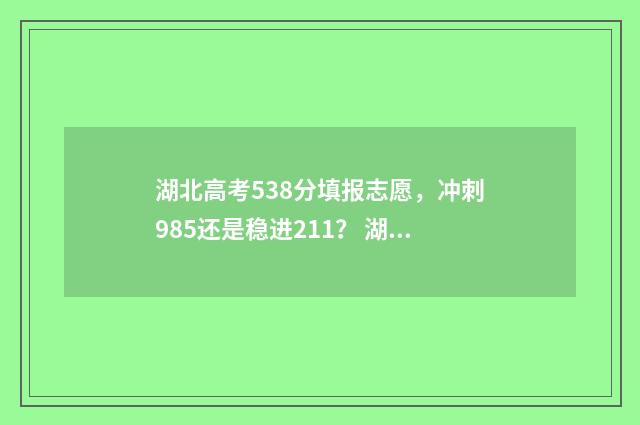 湖北高考538分填报志愿，冲刺985还是稳进211？ 湖北高考537分